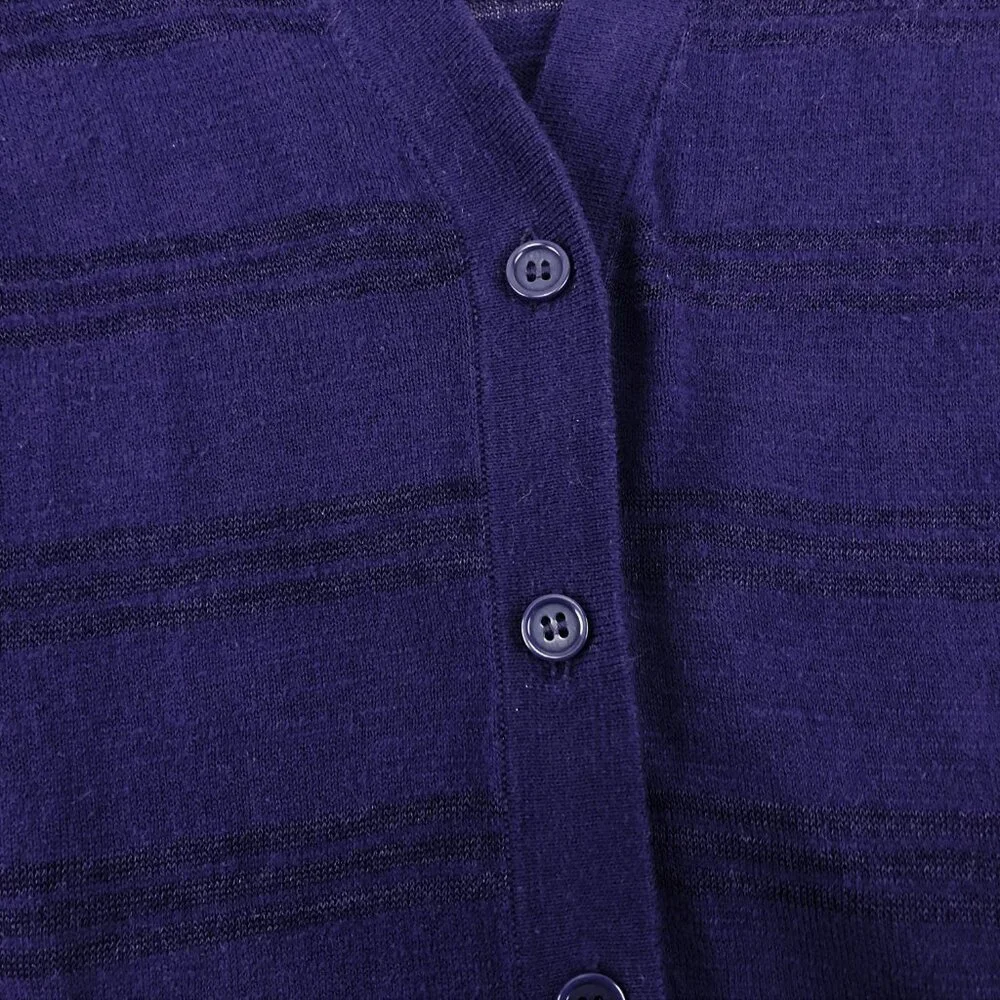 Ann Taylor LOFT Long Sleeve Purple Striped Cardigan Sweater Size XL